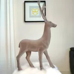 Renifer jeleń welurowa figurka świąteczna szara 85cm