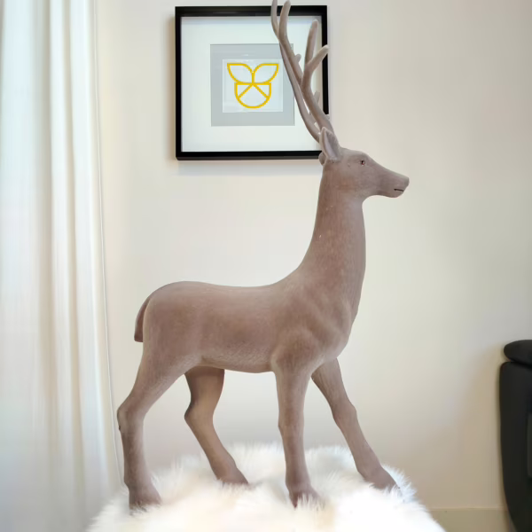 Renifer jeleń welurowa figurka świąteczna szara 85cm