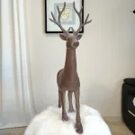 Renifer jeleń welurowa figurka świąteczna szara 85cm