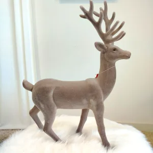 Renifer jeleń welurowa figurka świąteczna szara 45cm
