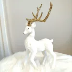 Renifer jeleń welurowa figurka świąteczna biała 32cm