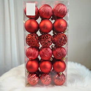 Bombki czerwone nietłukące 36szt