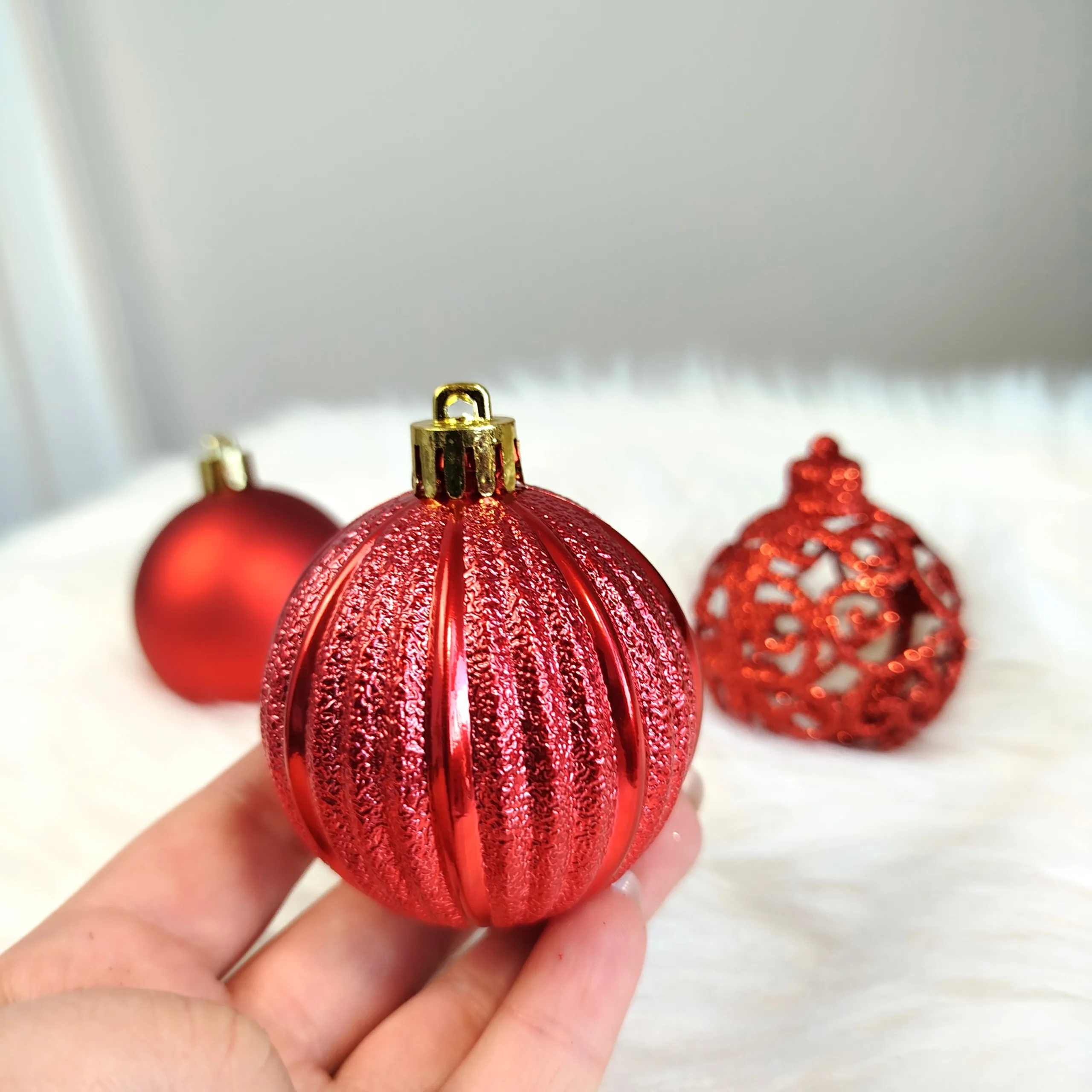 Bombki czerwone nietłukące 36szt