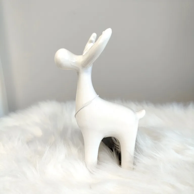 Renifer biały ceramiczny świąteczna figurka 16cm