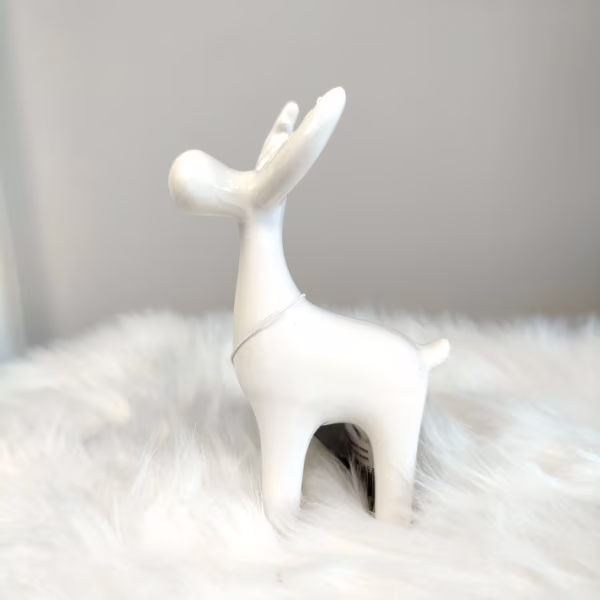 Renifer biały ceramiczny świąteczna figurka 16cm