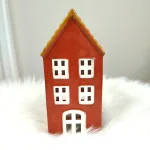 Domek na świeczkę ceramiczna dekoracja z okienkami 18cm