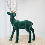 Renifer jeleń welurowa figurka świąteczna zielona 32cm