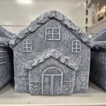 Osłonka na doniczkę betonowa szara w kształcie domku 12,5x7cm