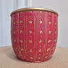 Osłonka na doniczkę ceramiczna czerwona świąteczna w złote gwiazdki