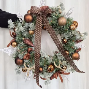 Wianek na drzwi świąteczny bożonarodzeniowy sztuczny brązowy 55cm