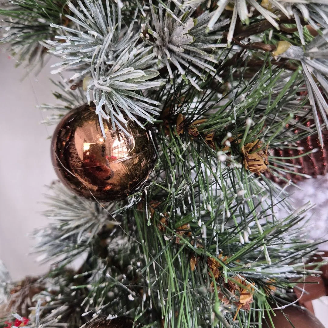 Wianek na drzwi świąteczny bożonarodzeniowy sztuczny brązowy 55cm