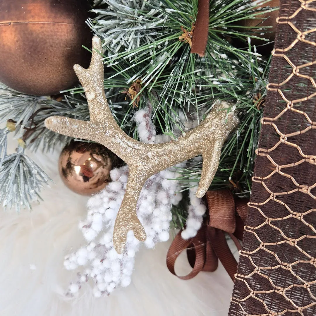 Wianek na drzwi świąteczny bożonarodzeniowy sztuczny brązowy 55cm