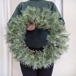 Wianek na drzwi świąteczny zimowy z gałązek jodły sztuczny 50cm