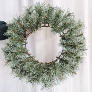 Wianek na drzwi świąteczny zimowy z gałązek jodły sztuczny 50cm