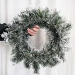 Wianek na drzwi świąteczny zimowy z jodły ośnieżone gałązki sztuczny 50cm