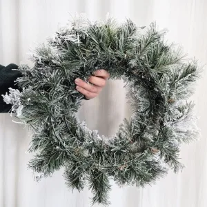 Wianek na drzwi świąteczny zimowy z jodły ośnieżone gałązki sztuczny 50cm