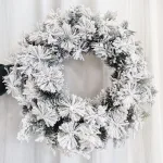 Wianek na drzwi świąteczny zimowy z jodły ośnieżone gałązki sztuczny 50cm