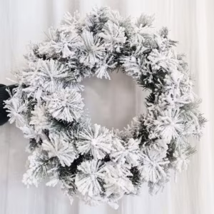 Wianek na drzwi świąteczny zimowy z jodły ośnieżone gałązki sztuczny 50cm