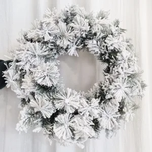 Wianek na drzwi świąteczny zimowy z jodły ośnieżone gałązki sztuczny 50cm