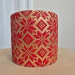 Osłonka na doniczkę ceramiczna złota świąteczna w czerwone śnieżynki 12cm