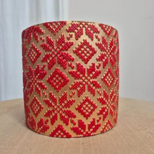 Osłonka na doniczkę ceramiczna złota świąteczna w czerwone śnieżynki 12cm