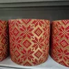 Osłonka na doniczkę ceramiczna złota świąteczna w czerwone śnieżynki 12cm