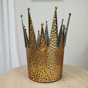 Osłonka na doniczkę metalowa złota korona