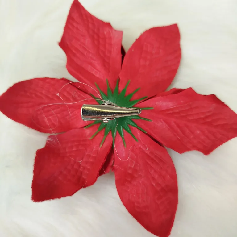 Poinsecja, gwiazda betlejemska czerwona na klipsie 2szt