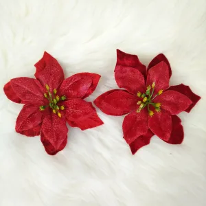 Poinsecja, gwiazda betlejemska czerwona na klipsie 2szt