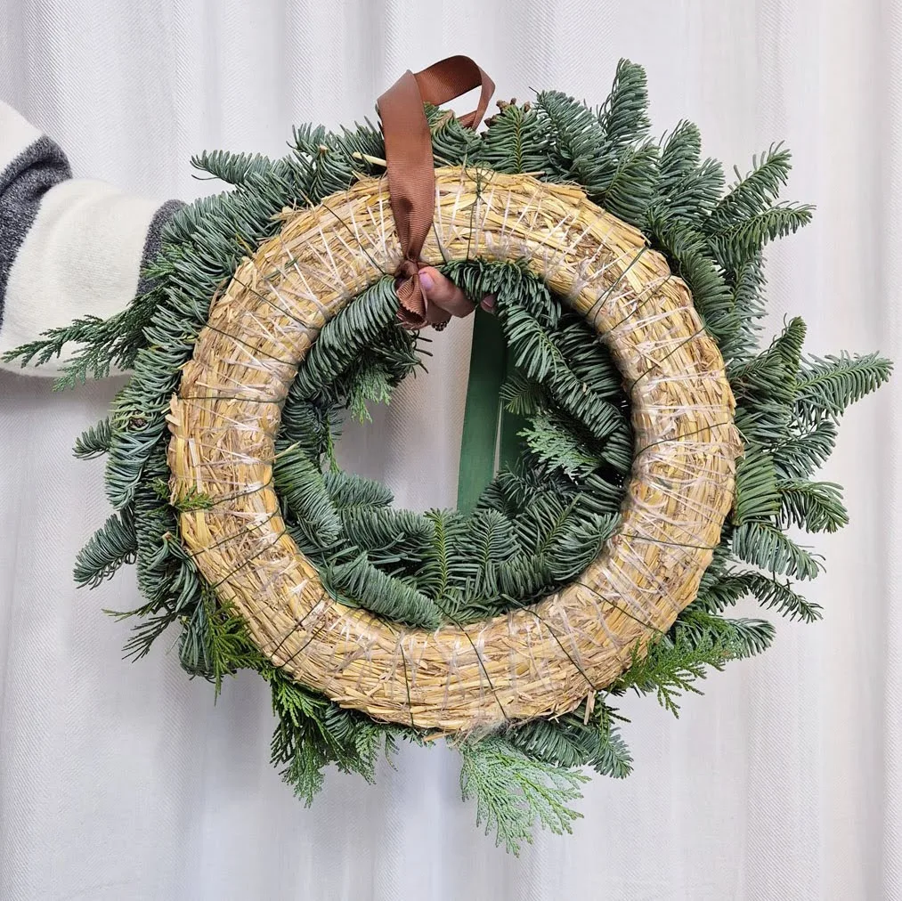Wianek świąteczny bożonarodzeniowy żywy - 40cm - ręcznie robiony