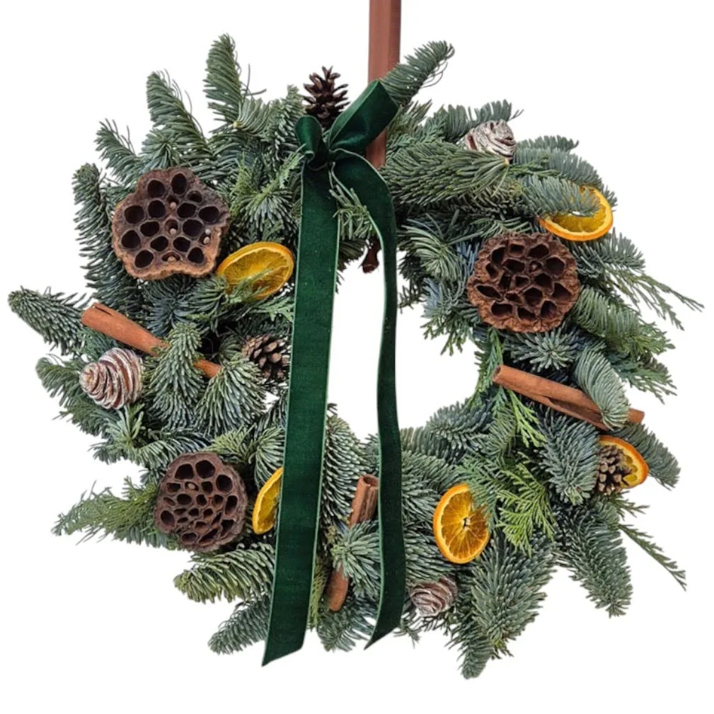 Wianek świąteczny bożonarodzeniowy żywy - 40cm - ręcznie robiony