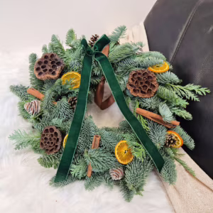 Wianek świąteczny bożonarodzeniowy żywy - 40cm - ręcznie robiony