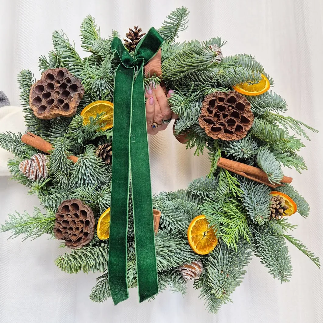 Wianek świąteczny bożonarodzeniowy żywy - 40cm - ręcznie robiony