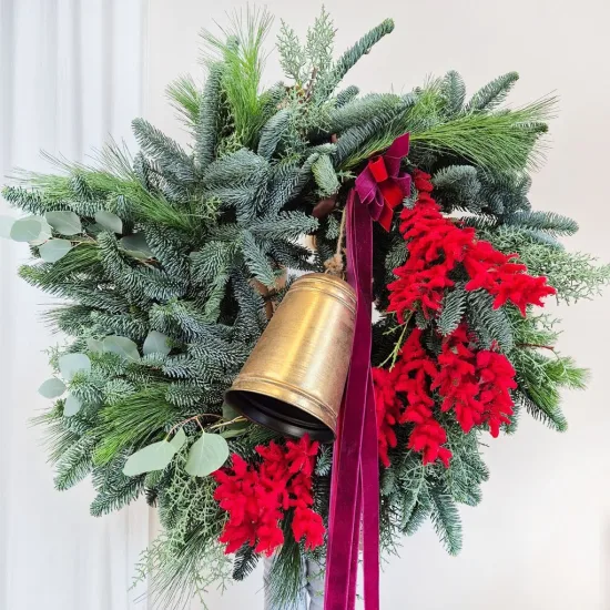 Wianek świąteczny bożonarodzeniowy żywy - 75cm - ręcznie robiony