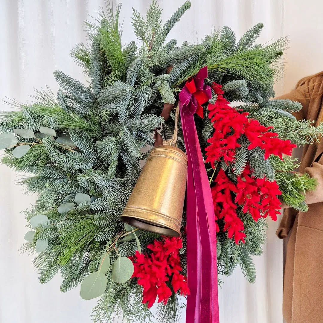 Wianek świąteczny bożonarodzeniowy żywy - 75cm - ręcznie robiony