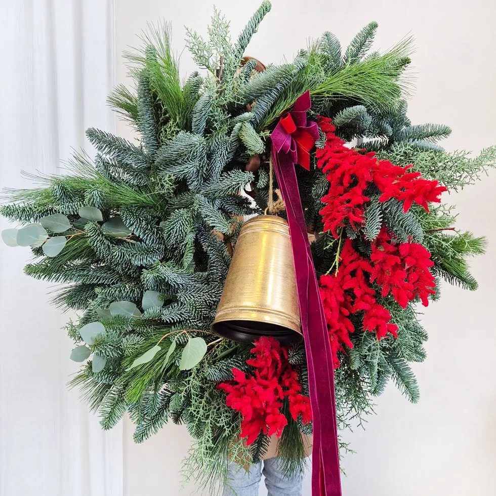 Wianek świąteczny bożonarodzeniowy żywy - 75cm - ręcznie robiony