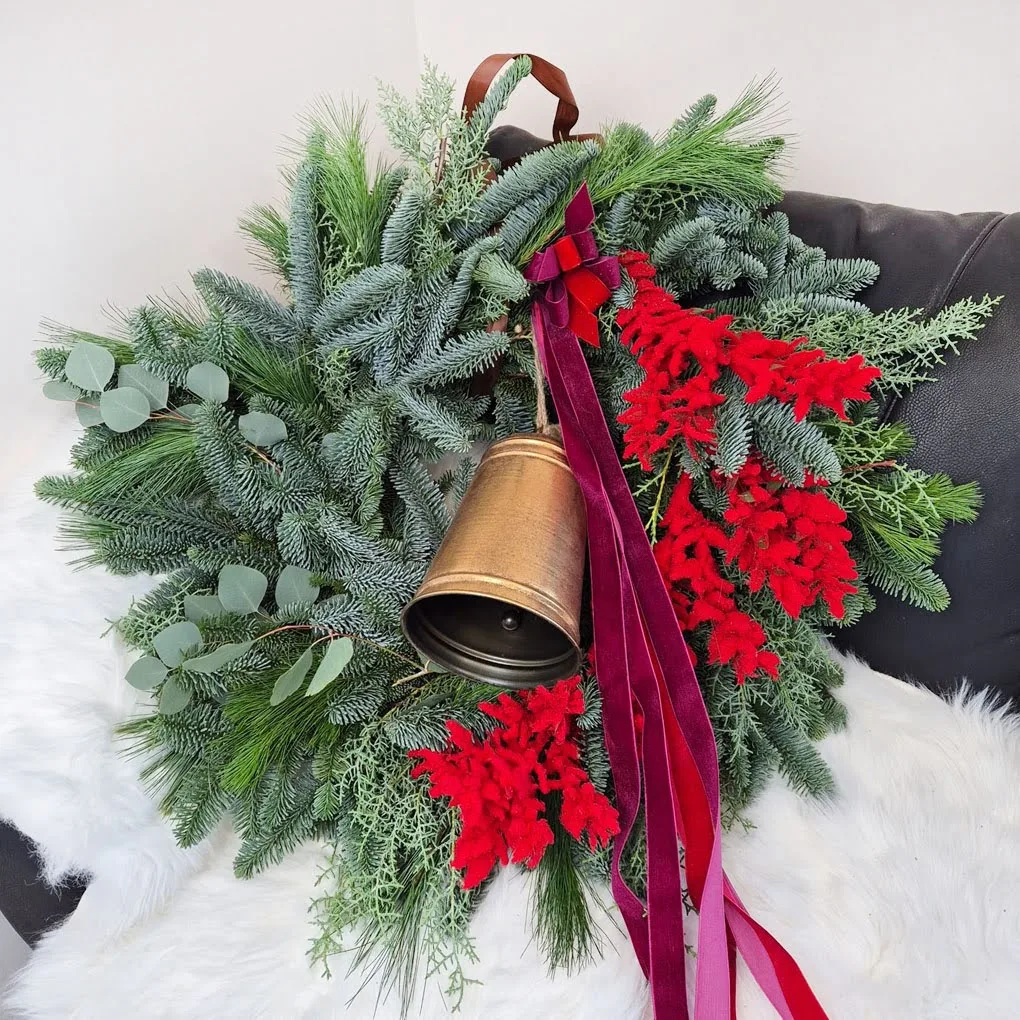 Wianek świąteczny bożonarodzeniowy żywy - 75cm - ręcznie robiony