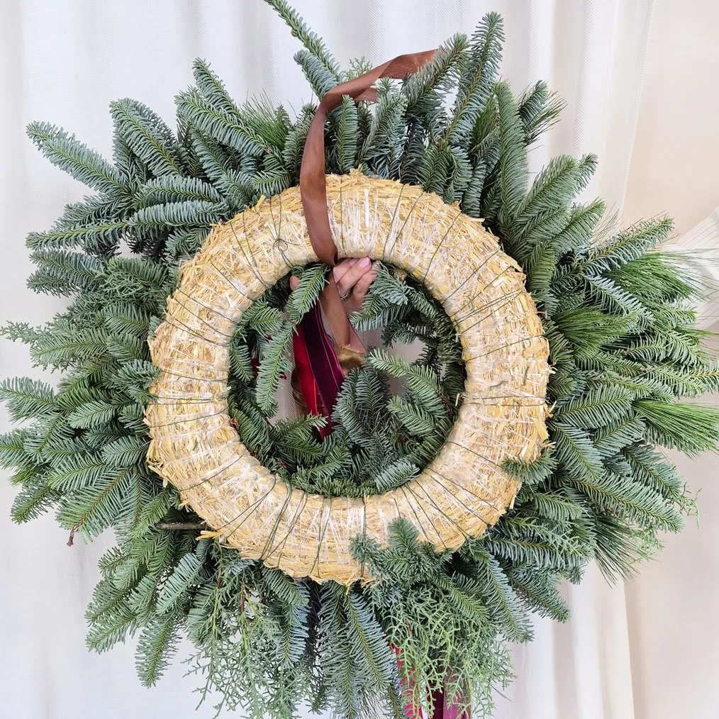 Wianek świąteczny bożonarodzeniowy żywy - 75cm - ręcznie robiony