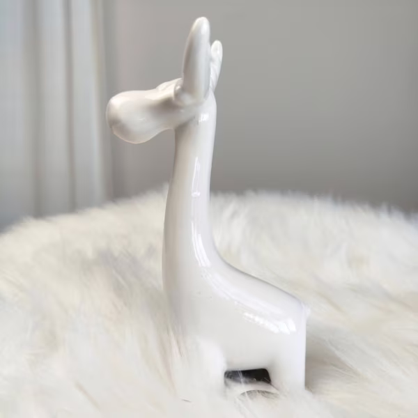 Renifer biały ceramiczny świąteczna figurka 15cm