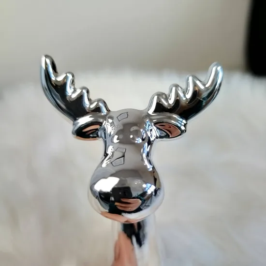 Renifer srebrny ceramiczny świąteczna figurka 15 cm