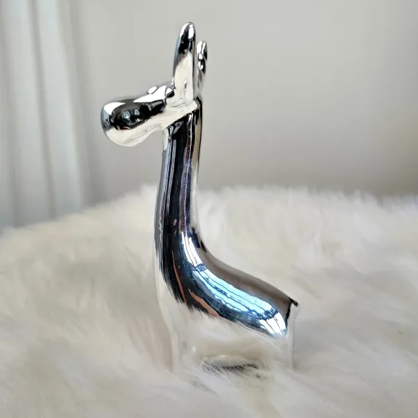 Renifer srebrny ceramiczny świąteczna figurka 15cm