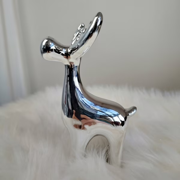 Renifer srebrny ceramiczny świąteczna figurka 16cm