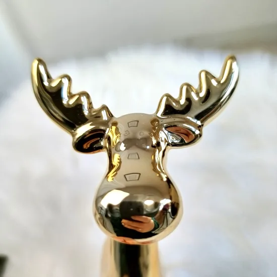 Renifer złoty ceramiczny świąteczna figurka 15 cm