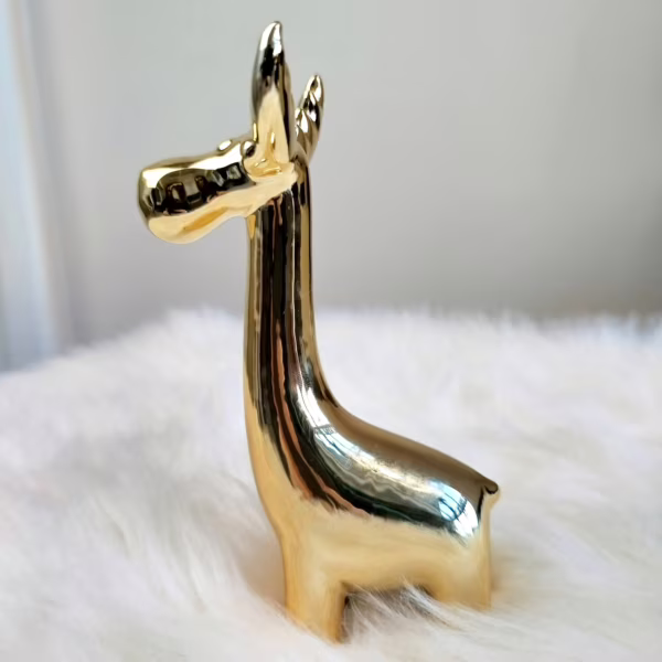 Renifer złoty ceramiczny świąteczna figurka 15cm