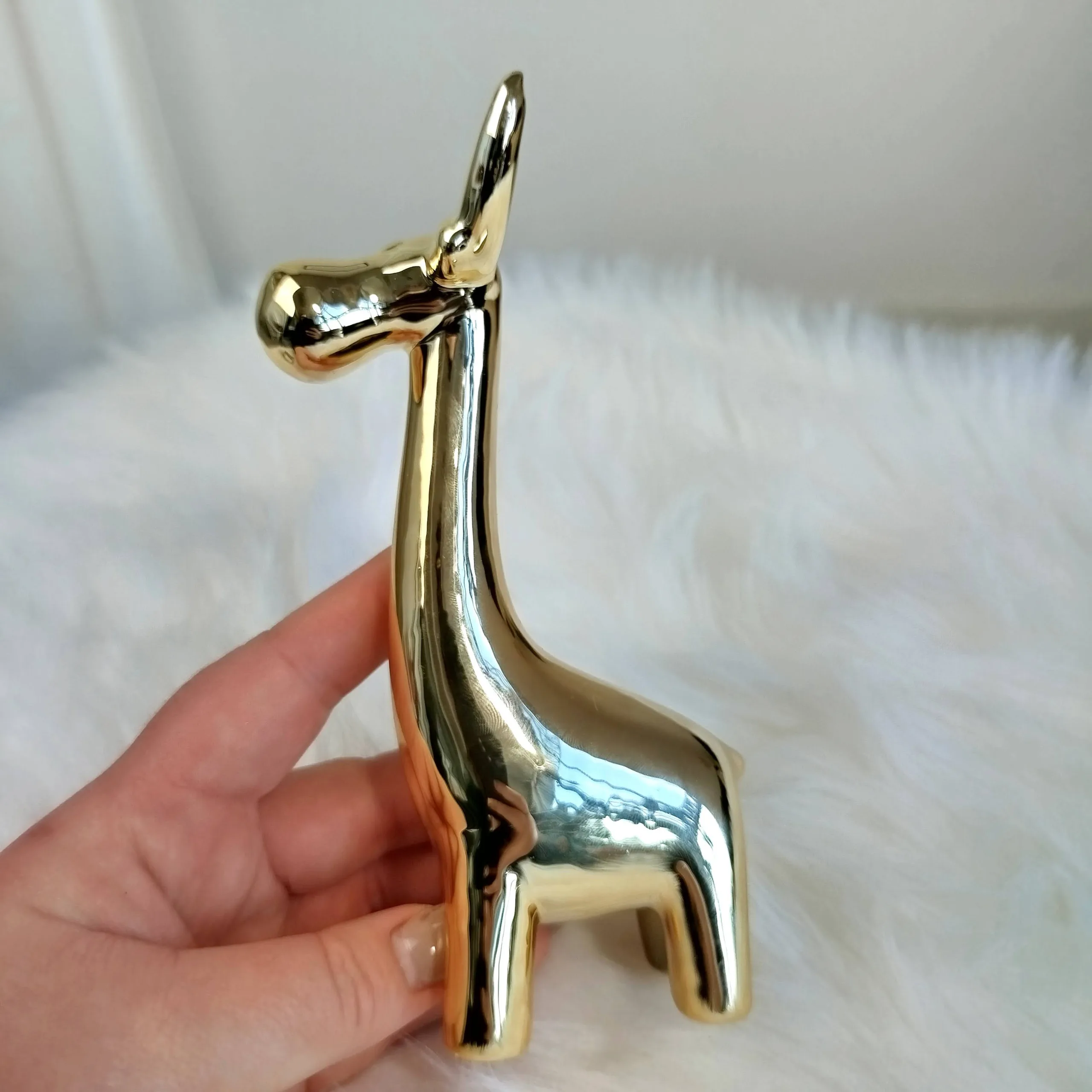 Renifer złoty ceramiczny świąteczna figurka 15cm