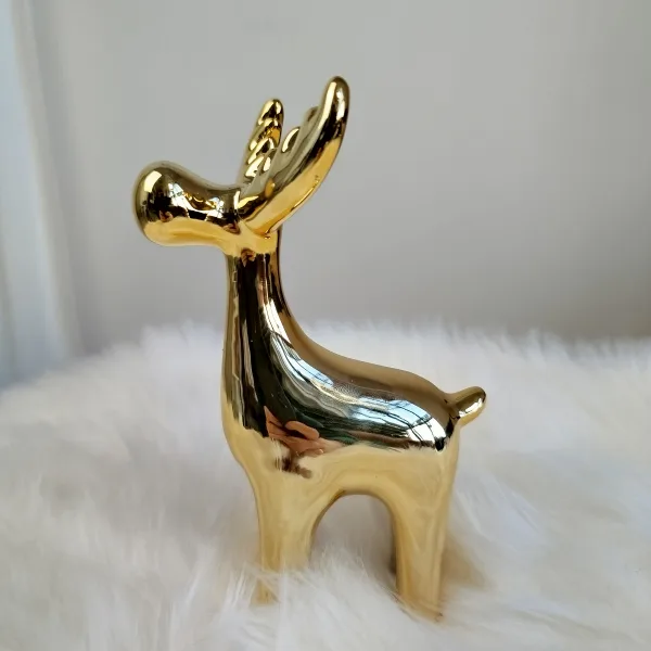 Renifer złoty ceramiczny świąteczna figurka 16cm