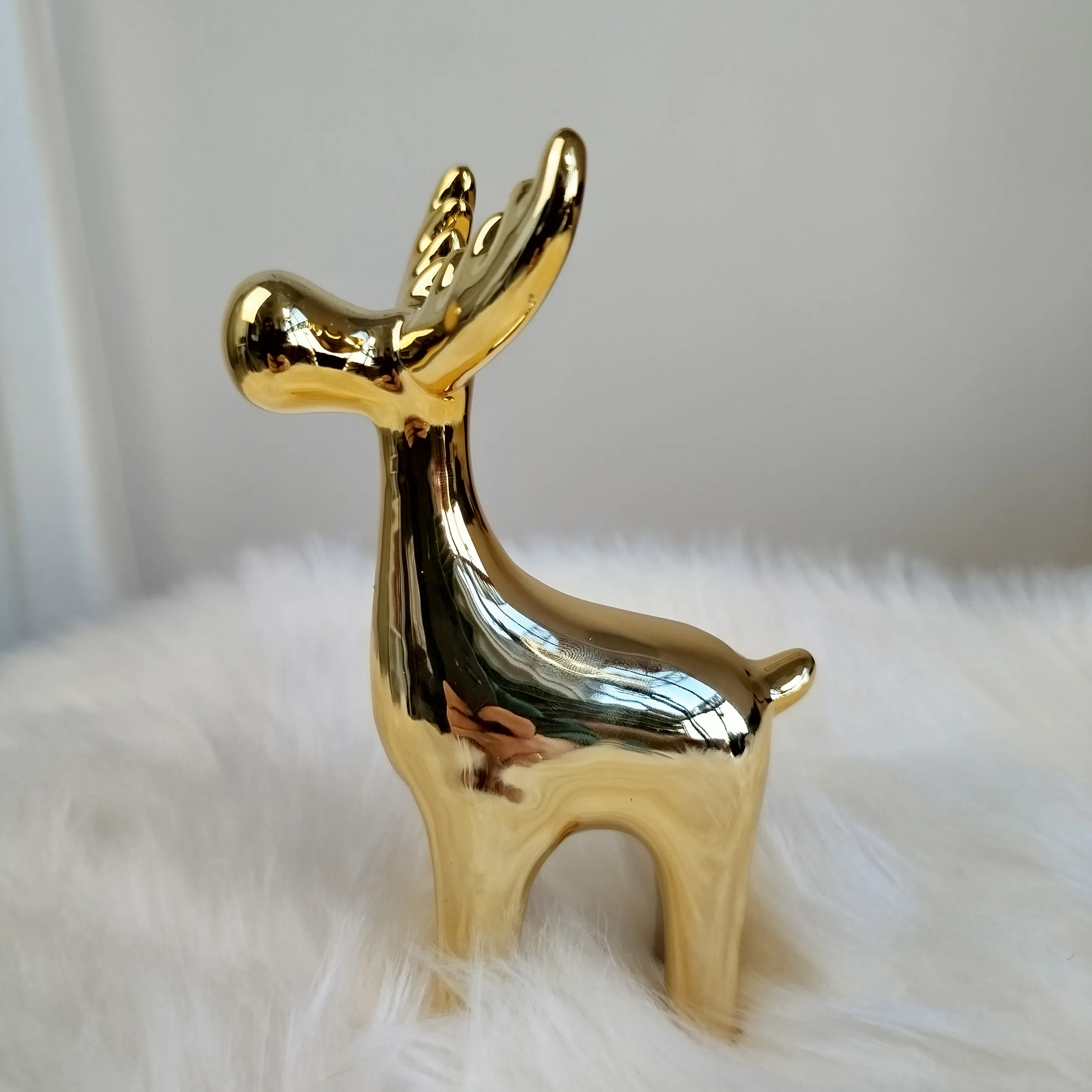 Renifer złoty ceramiczny świąteczna figurka 16cm