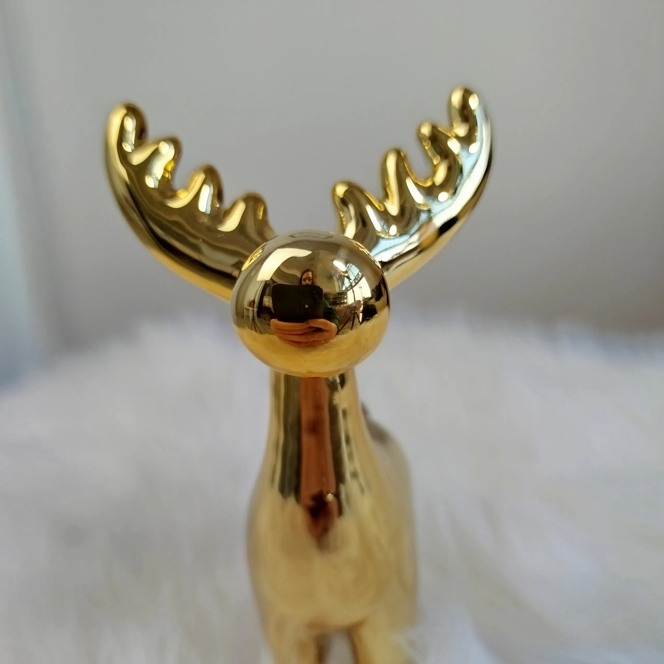 Renifer złoty ceramiczny świąteczna figurka 16cm