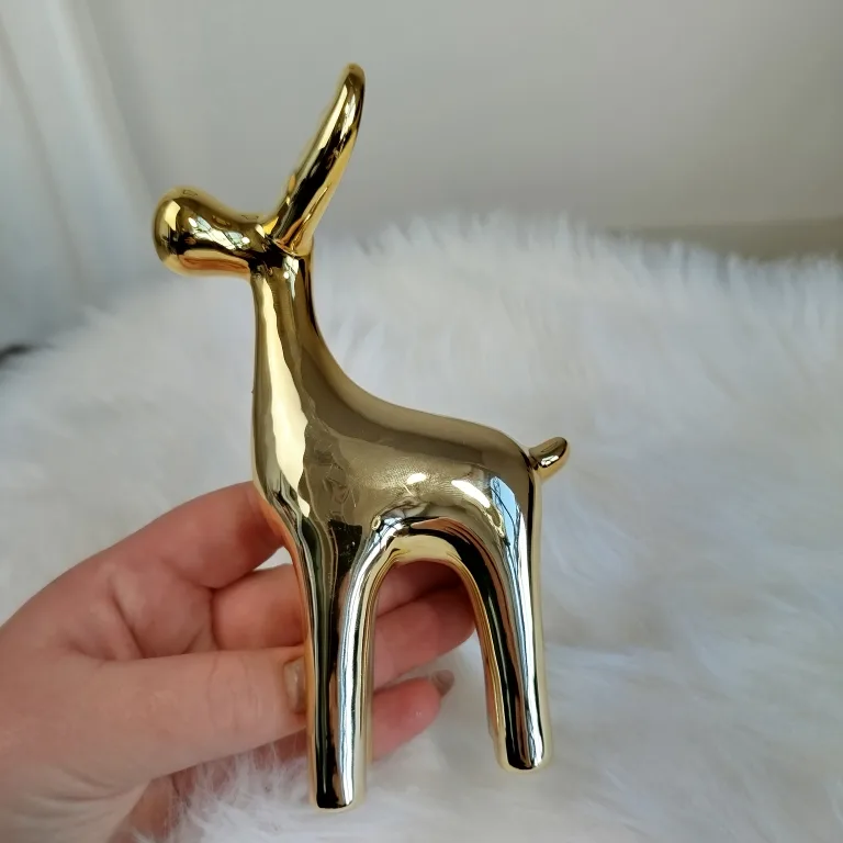 Renifer złoty ceramiczny świąteczna figurka 16cm