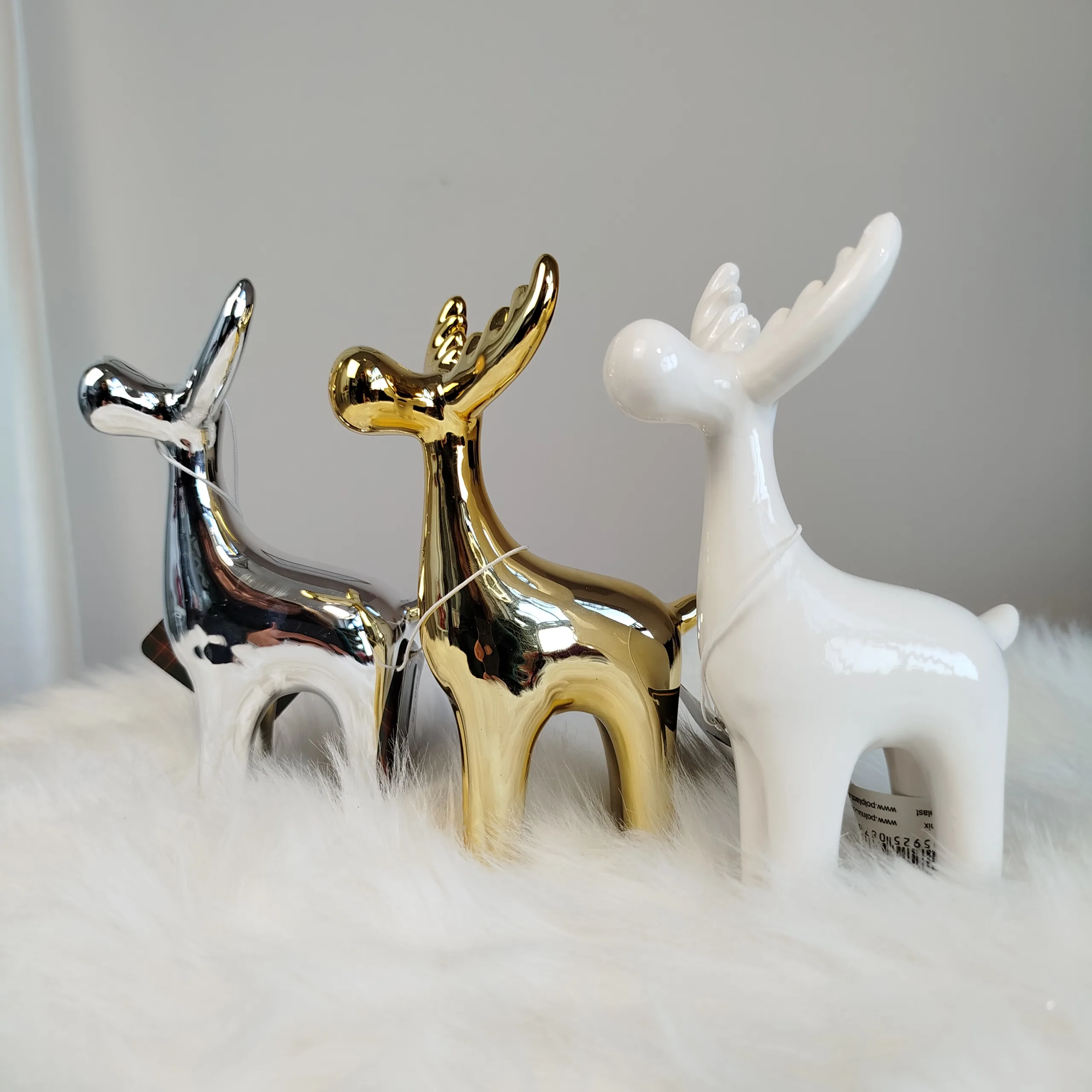 Renifer złoty ceramiczny świąteczna figurka 16cm